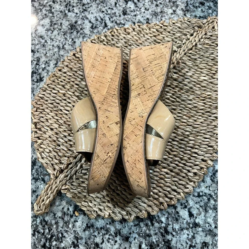Sam Edelman Reid Patent Cork Wedge Sandals SZ 10M
